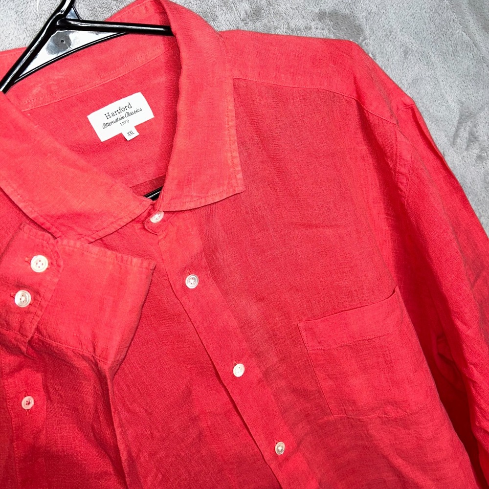 vintage Hartford alternative 1979   Mens Linen Long Sleeve Shirt Size XXL